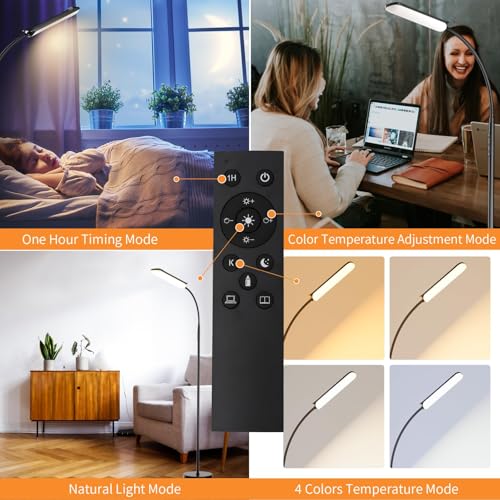 FRIDEKO HOME 2 Pack Floor Lamps for Living Room Reading Light, 1800LM Black - color: Black CCT, 2 Packs