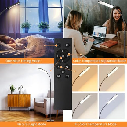 FRIDEKO HOME 2 Pack Floor Lamps for Living Room Reading Light, 1800LM Black - color: Black CCT, 2 Packs