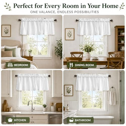 White Cotton Crochet Edge Window Valance, 14" L x 52" W, 2 Panels - color: White, size: 14"L x 72"W (Pack of 2)