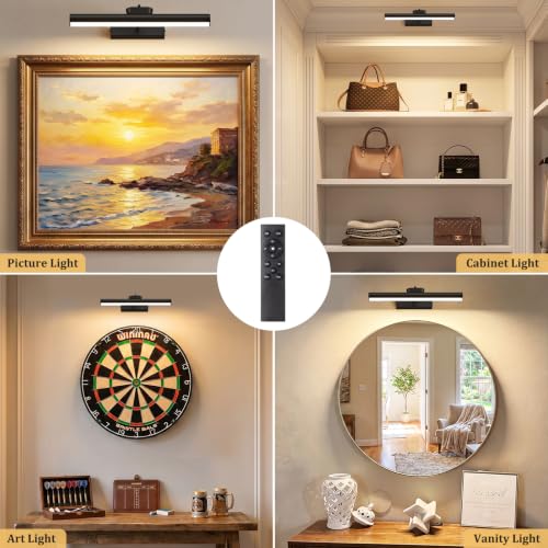 Picture Light for Wall, 4000mAh, 13.8 Inch, 2 Pack, Black - color: Black
