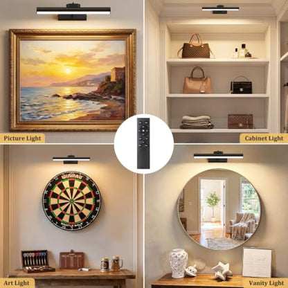 Picture Light for Wall, 4000mAh, 13.8 Inch, 2 Pack, Black - color: Black