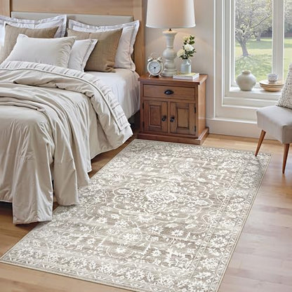 Soalmost Area Rugs 4x6 for Living Room, Neutral Washable Soft Rugs - color: Light Brown, size: 4' x 6' (Rectangular)