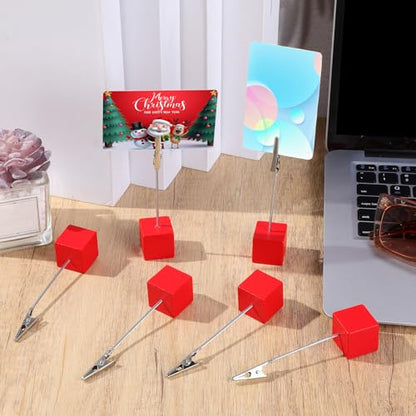 20 Pcs Cube Base Memo Clip Holder with Alligator Clip, Red - color: Red