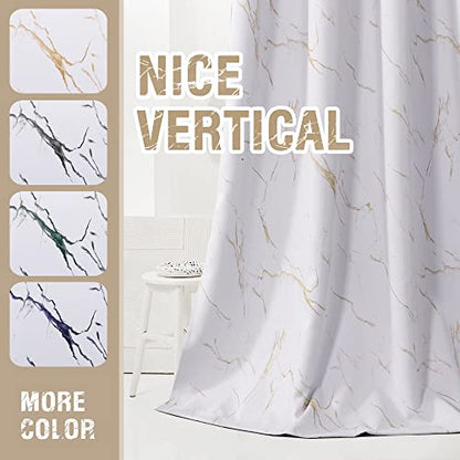 H.VERSAILTEX 100% Blackout Curtains 84 inch Length 2 Panels Set Marble Designs Printed Drapes Thermal Curtains for Bedroom with Black Liner Sound Proof Curtains, Gold - color: Marble- Gold, size: 52"W x 84"L (Pack of 2)