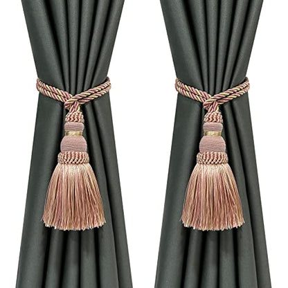 2 Pack Curtain Tie Backs Rope Tassels for Curtain Holdback - color: Mix Pink, size: 2p