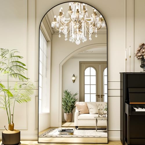 XRAMFY 78"x38" Black Arch Full Length Mirror - color: Black, size: 78"L x 38"W