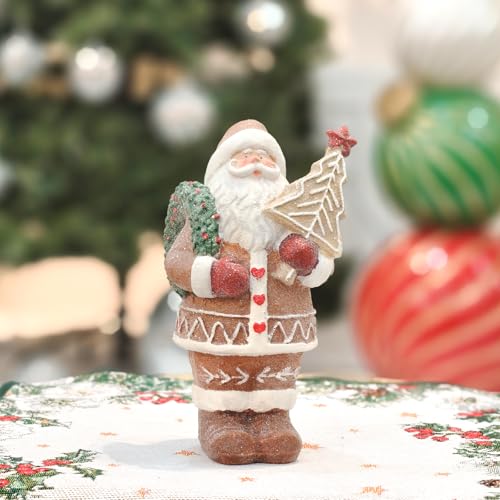 Gingerbread Santa Claus Figurines Gingerbread Christmas Decorations Indoor Resin Santa Figurines Decor Christmas Kitchen Table Party Decorations