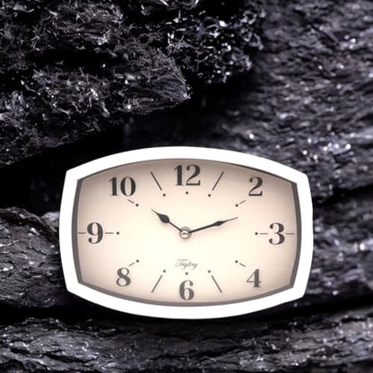 Small Wall Clock Silent Retro Rectangular Clock White Rectangle - color: White