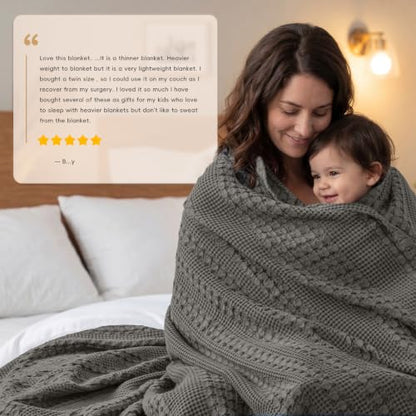 PHF Lightweight 100% Cotton Waffle Throw Blanket for Couch, Charcoal Grey - color: 13 Charcoal Grey, size: Throw(50"x60")