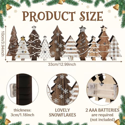 Yousoontic Lighted Christmas Tree Decor, Rustic Xmas Table Centerpieces - style: Brown Pine Tree