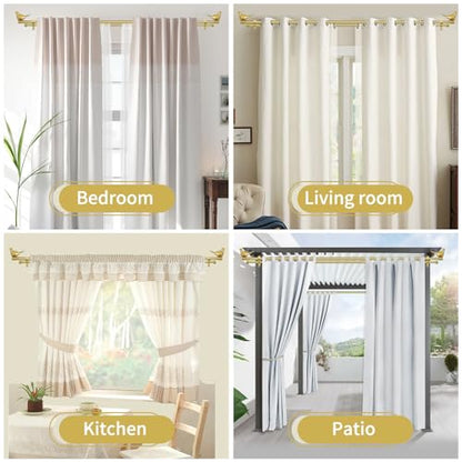 3/4" Diameter Farmhouse Double Window Treatment Curtain Rod, Bird Finials (28"-48", Gold) - color: Gold, size: 28"-48"