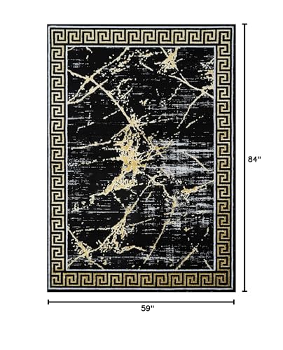 GLORY RUGS Area Rugs Marble 5X7 Black Gold Carpet Modern Abstract Rug Living Room Dining Bedroom Rug - color: Black, size: 5' x 7' (Rectangular)