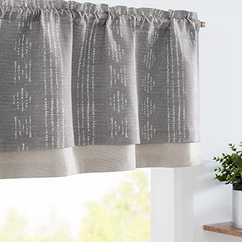 jinchan Striped Valance 18 Inch Modern Boho 1 Panel Taupe Grey - color: Boho Taupe Grey, size: 50"W x 18"L (Pack of 1)