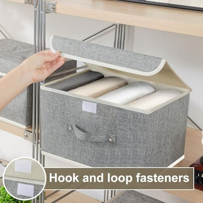 Foldable Fabric Storage Cubes with Lids,Grey 13x9.1x7.9in,5 Pack - color: Grey, size: 13x9.1x7.9in(5-pack)