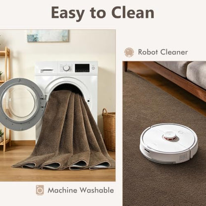 3x5 Beige Brown Solid Area Rug Washable Non-Slip Soft for Bedroom Kitchen - color: 13 Beige Brown Solid, size: 3' x 5' (Rectangular)