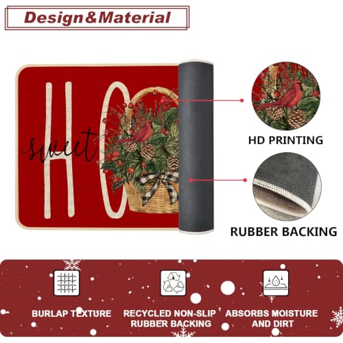 Baccessor Red Christmas Kitchen Rugs Winter Set of 2 17x29 and 17x47 Inch - color: Red Home Sweet Home