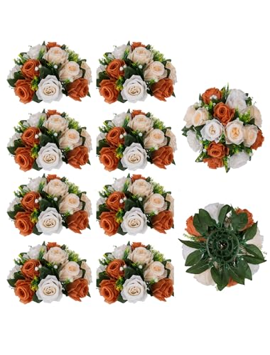 BLOSMON Flower Balls Wedding Centerpieces: 10 Pcs, Terracotta, Fake Rose - color: Terracotta - 3 Colors