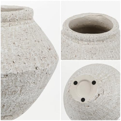 Briful Rustic Ceramic Vase 6'' Decorative Farmhouse Table Vase, Off White - color: Off-white#749