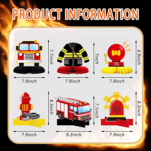 Epakh 10 Pcs Firetruck Birthday Party Decor Firetruck Honeycomb Centerpiece - style: Firetruck