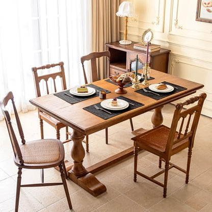 KXN Placemats Set of 4, Durable Dual-Layer Fabric Table Mats, Black - color: Black