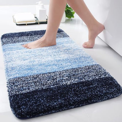 Arotive Microfiber Bathroom Rugs, Shaggy Soft Absorbent Bath Rug, 30x17 - color: Blue, size: 30" X 17"