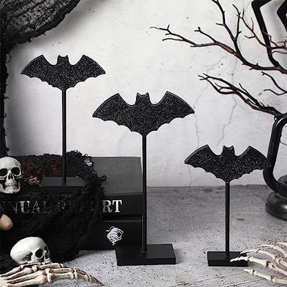 3 Pcs Halloween Wood Bat Table Decoration Centerpieces, 3 Size - style: Bat