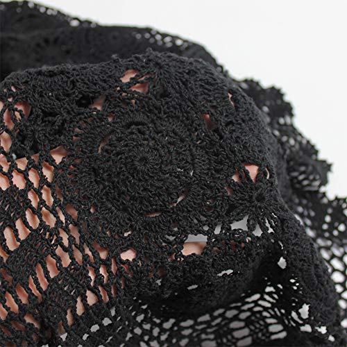 KEPSWET Cotton Handmade Crochet Lace Oval Table Runner Black 12x36 Inch - color: Black, size: 12"x36"