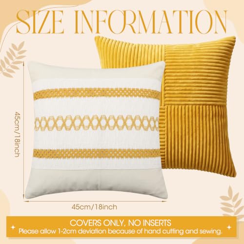 Gilprop 4 Pcs Mustard Yellow Decorative Throw Pillow Covers 18x18 - color: Mustard Yellow, size: 18" x 18" (Pack of 4)