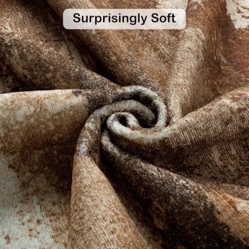 Kelarea Washable Area Rug 4x6, Non-Slip Low Pile Abstract Brown - color: Brown, size: 4' x 6' (Rectangular)