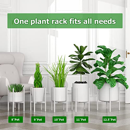 EKNITEY Adjustable Metal Plant Stand - Fits 8 to 12.5 inches Pots (White) - color: White