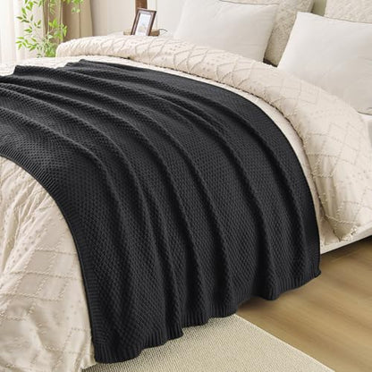 Charcoal Grey Throw Blanket, Sweater-Soft Moss Knit, 50" x 60" - color: Moss-charcoal Grey, size: 50"x60"