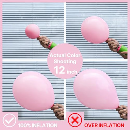 PartyWoo Pink White and Silver Balloons 66pcs 12 Inch Pink White Balloons - color: Pink, White, Metallic Silver
