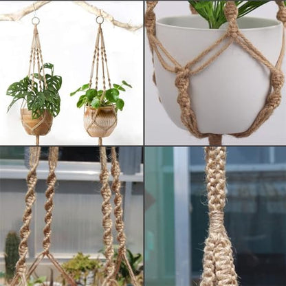 LINXIU Macrame Plant Hangers Jute Plant Hanger Indoor Hanging Plants Holders with 2 Hooks for Home Decor Wall Flower Pots Basket 2 Packs
