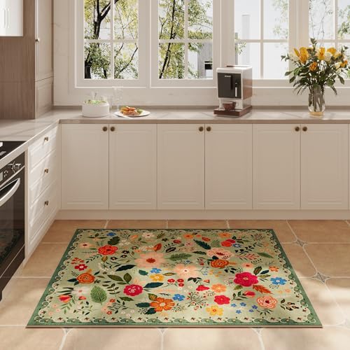 Rugcomf Door Mat 2x3 Area Rug Washable, Green - color: Green, size: 2' x 3' (Rectangular)