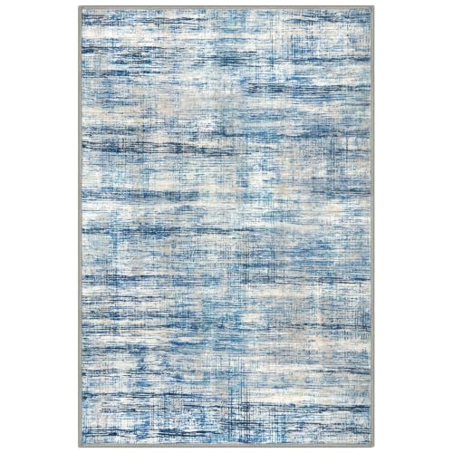 KOZYFLY Abstract 3x5 Ft Area Rug Washable Rugs for Entryway Blue Beige - color: Blue Beige, size: 3' x 5' (Rectangular)