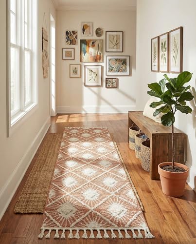 Rugs.com - Boho Rug – 8 Ft Runner Rust Red Stain-Resistant Runner Rug – Modern Bohemian Trellis Pattern for Hallways, Entryways, and Kitchens - color: Rust Red, size: 2' x 8' (Runner)