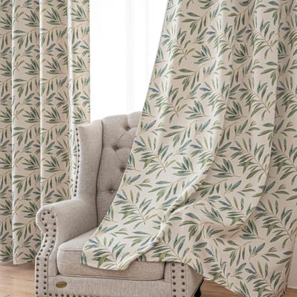 Green Botanical Leaf Blackout Curtains 54 Inch Length - color: Green Botanical Leaf, size: 52"W x 54"L (Pack of 2)