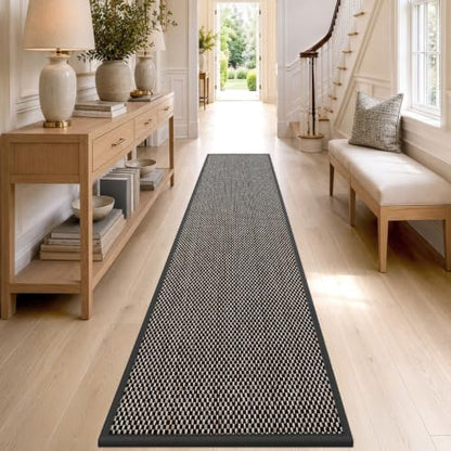 DEXI Ultra Thin Hallway Runner Rug 28x144, Non Slip Entryway Rugs,Black - color: Black, size: 28" X 144" (Runner)