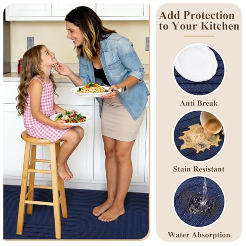 U'Artlines Kitchen Rugs and Mats Set of 3, Blue 20x32+20x48+20x59 - color: Blue