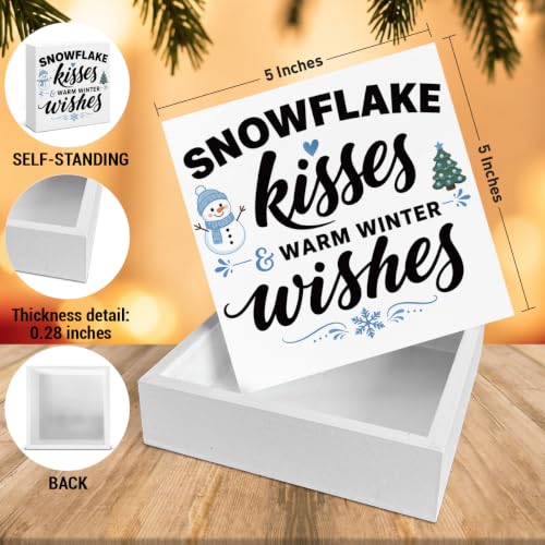 Winter Decorations, Seasonal Snowy Christmas Wooden Sign Decor 5x5 Inch - color: Tub-10