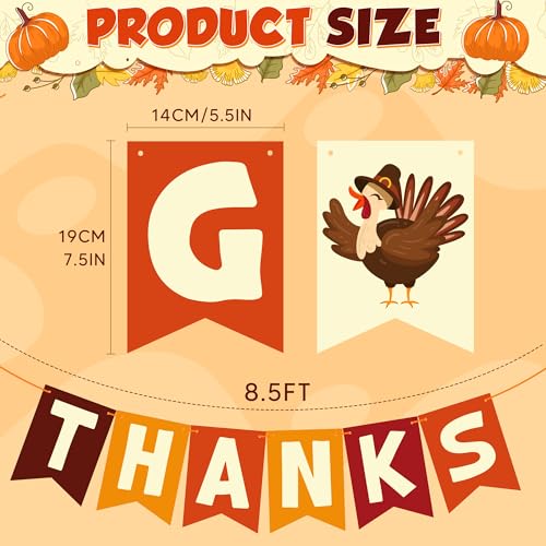OHOME Thanksgiving Decorations - GIVE THANKS Banner | Friendsgiving Party Decorations for Indoor Outdoor Outside - Thanksgiving Garland for Front Door | THANKSGIVING Backdrop Wreath for Window Wall - color: Orange
