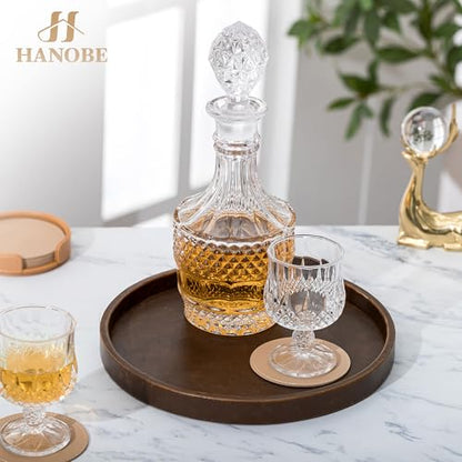Hanobe Decorative Tray for Coffee Table Faux Leather Round Serving Plate