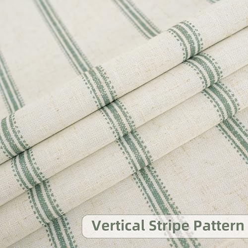 DriftAway Farmhouse Linen Blackout Curtains, Striped, Loden Green - color: G Loden Green Stripe, size: 52"W x 45"L (Pack of 2)