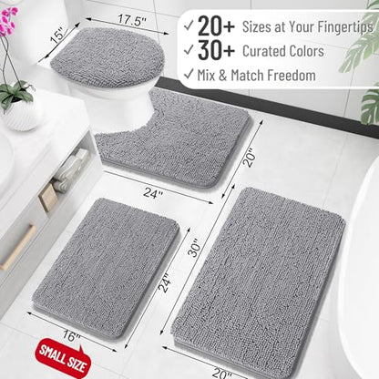 OLANLY Toilet Rugs U-Shaped 20x20, Soft Absorbent Chenille Contour Rugs - color: Grey, size: 20" X 20" Contour Rug