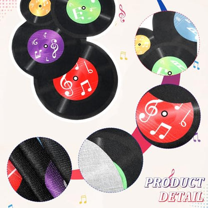 Preboun 50's Sock Hop Vinyl Records Party Decorations Linen Table Runner - style: Vinyl Records