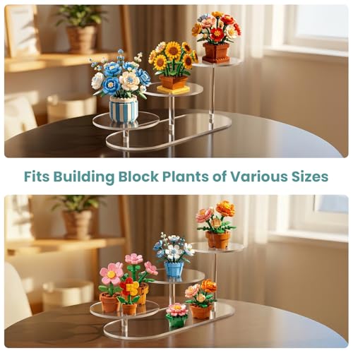 NiHome 3-Tier Acrylic Display Riser for LEGO Botanicals & Cupcakes, Clear