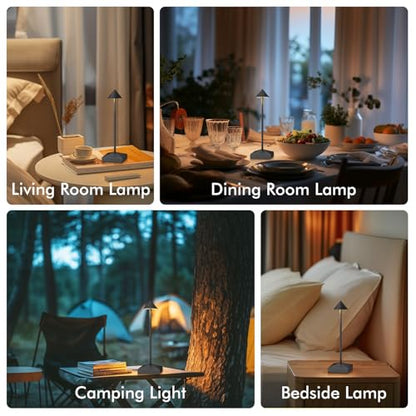 3 Pack Small Black Rechargeable Cordless Table Lamps Dimmable - color: Black-A