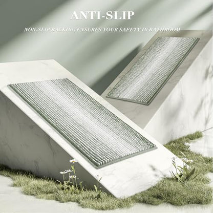 BSICPRO Bathroom Rugs Sets 2 Piece, Non Slip Bath Mats, Greyish Green - color: Greyish Green, size: 20" x 32" Plus 16" x 24"