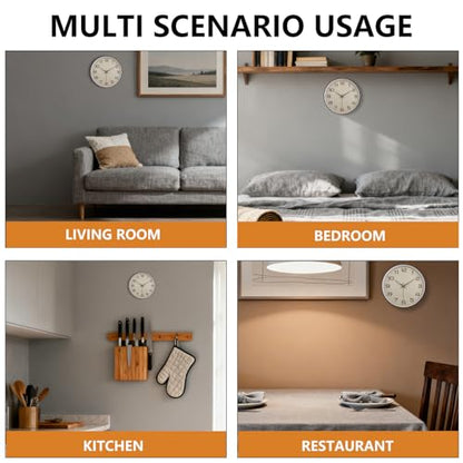 Woodgrain Wall Clock, Silent Non-Ticking Battery Operated Clock 10 Inch, Large Easy-to-Read Number Linen Texture Face Modern Analog Clocks for Living Room Bedroom Kitchen Office Gym, Brown - color: Mocha Brown White, size: 10 Inch