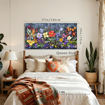 crmotu Nature Oversized Wall Art, Watercolor Wildflower Pictures 29"x57" - color: Purple and Gold, size: 57"L x 29"W